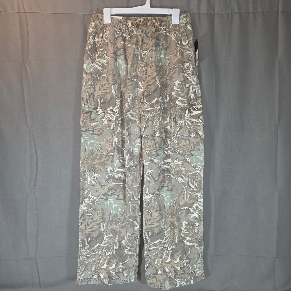 Original Use Mens Baggy Utility Pants Brown Camo Leaf Print Cargo Medium NWT